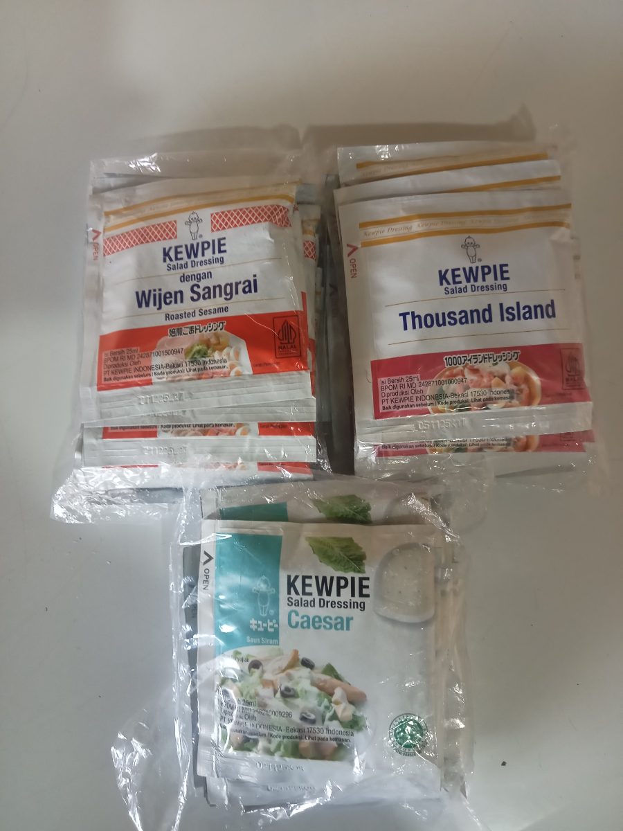 Kewpie salad dressing sachet(Caesar, wijen sangrai, thousand island)