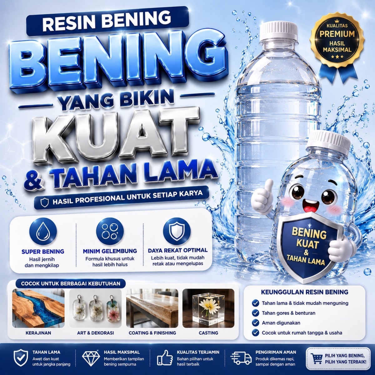 Resin Bening 1000 gr bonus Katalis