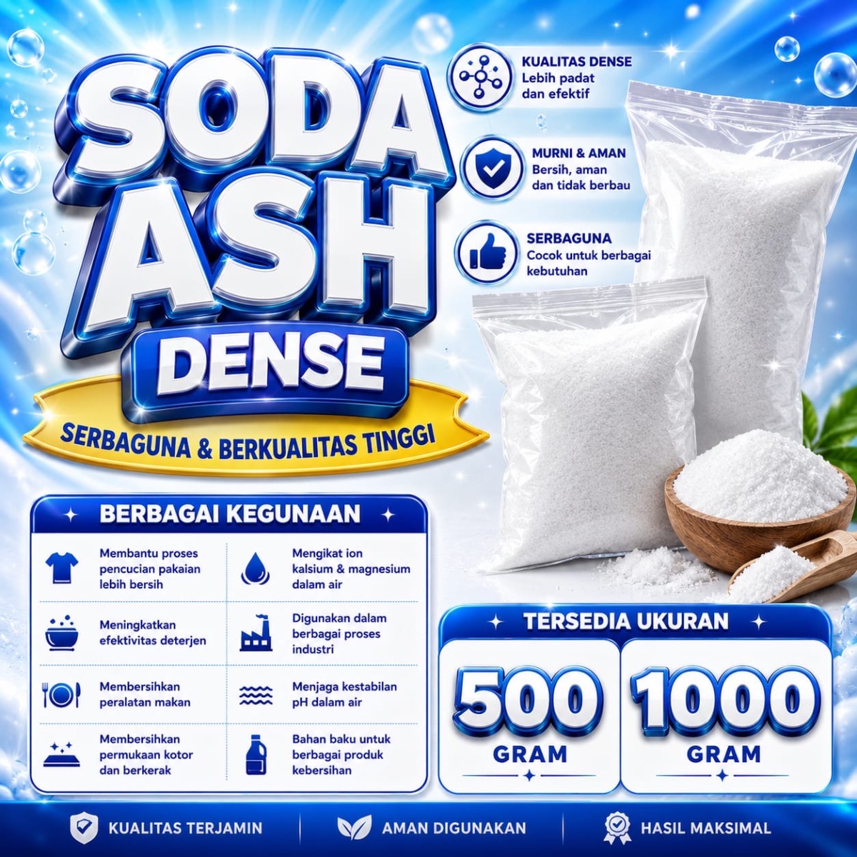 Soda Ash Dense | Na2CO3 | Booster Sabun & Deterjen Laundry