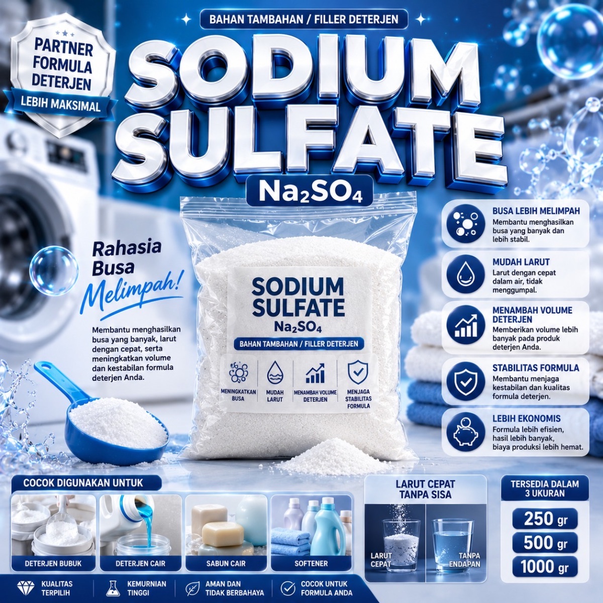 Sodium Sulfat | Na2SO4 | Bahan Deterjen Laundry