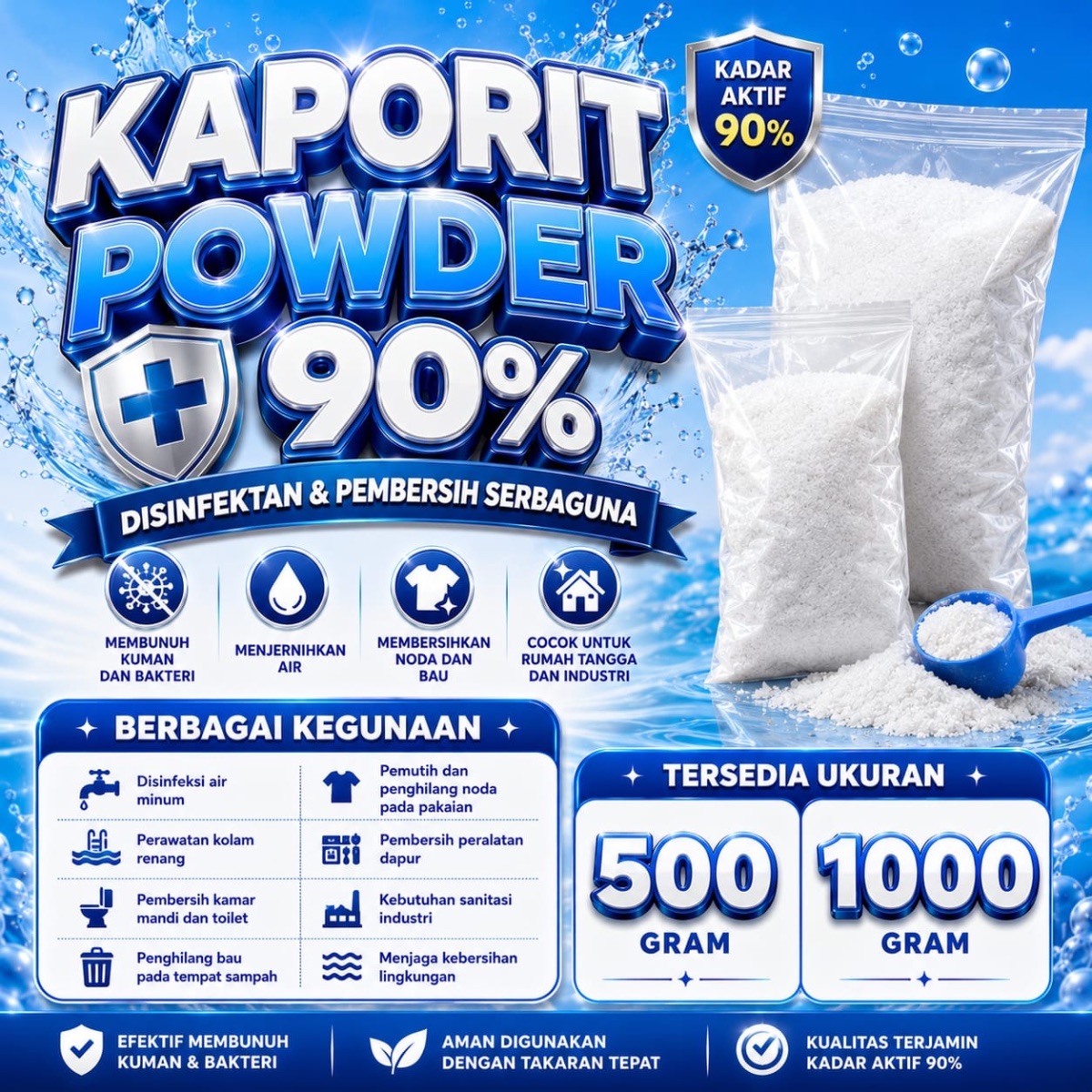 Kaporit Bubuk Murni 90% | Penjernih & Disinfektan Air